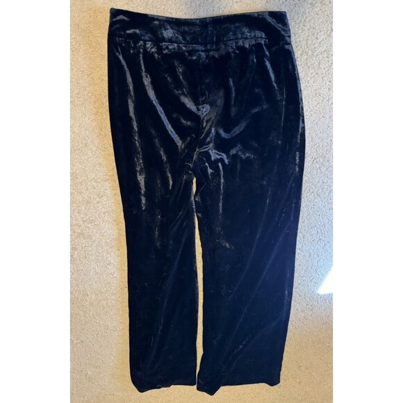 Talbots Dress Pants 10P Black Velvet Flat Front Side Zip Classic Wide Leg $139 - Picture 7 of 10